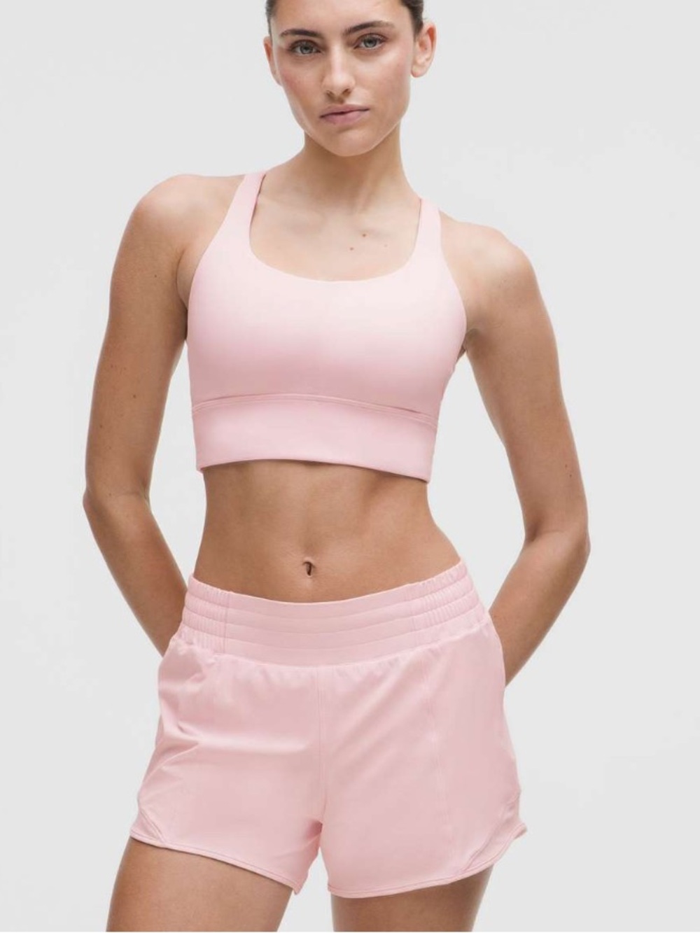 Lululemon Energy Bra Longline Medium Support - Soft Pink - Size 10